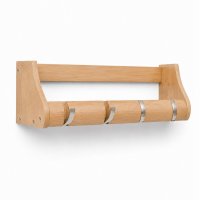 Garderobenleiste 50cm Massiv Bambus natur - FSC Zertifikat - 4 Metall Kipphaken