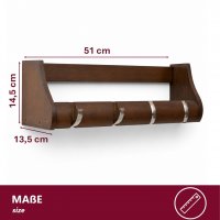 Garderobenleiste 50cm Massiv Bambus farbe in Espresso - FSC Zertifikat - 4 Metall Kipphaken