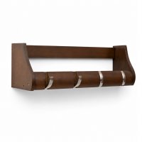 Garderobenleiste 50cm Massiv Bambus farbe in Espresso - FSC Zertifikat - 4 Metall Kipphaken