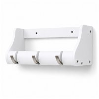 Garderobenleiste 38cm Massiv Bambus weiss - FSC Zertifikat - 3 Metall Kipphaken