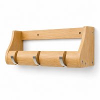 Garderobenleiste 38cm Massiv Bambus natur - FSC Zertifikat - 3 Metall Kipphaken