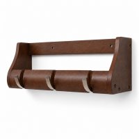 Garderobenleiste 38cm Massiv Bambus Espresso - FSC Zertifikat - 3 Metall Kipphaken