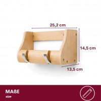 Garderobenleiste 25cm Massiv Bambus natur - FSC Zertifikat - 2 Metall Kipphaken