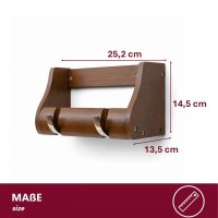 Garderobenleiste 25cm Massiv Bambus espresso - FSC Zertifikat - 2 Metall Kipphaken