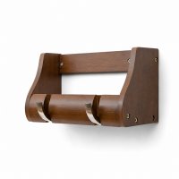 Garderobenleiste 25cm Massiv Bambus espresso - FSC Zertifikat - 2 Metall Kipphaken
