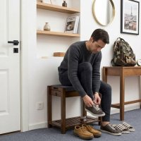 Sitzbank Massiv Bambus ( FSC Zertifikat) mit Schubkasten und Sitzkissen