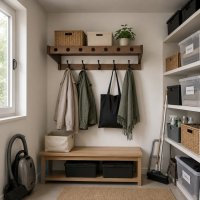 Wandgarderobe Massiv Bambus - FSC Zerifikat - Espresso - mit 5 Metallhaken