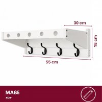 Wandgarderobe Wandgarderobe Massiv Bambus - FSC Zerifikat - Weiss - mit 4 Metall