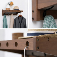 Wandgarderobe Massiv Bambus - FSC Zerifikat - Espresso - mit 4 Metallhaken