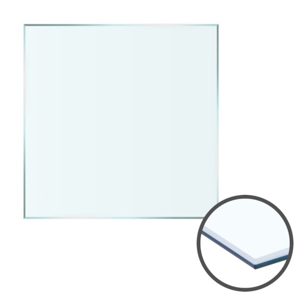 Glasplatte 60x60x0,6 cm mit Facettenschliff - Klarglas