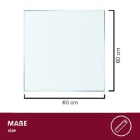 Glasplatte / Kaminplatte ESG-Glas &ndash; 60x60 cm Klarglas