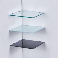 HOOZ Glas Eckregal aus Sicherheitsglas 25 oder 35 cm in 3 verschiedenen Farben inkl. Halterung aus Metall