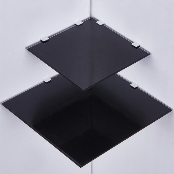 HOOZ Glas Eckregal aus Sicherheitsglas 35 x 35 x 0,6 cm Quadratisch - schwarz