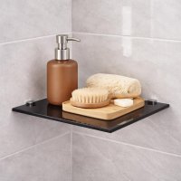 HOOZ Glas Eckregal aus Sicherheitsglas 35 x 35 x 0,6 cm Quadratisch - schwarz