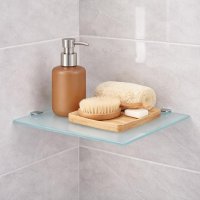 HOOZ Glas Eckregal aus Sicherheitsglas 25 x 25 x 0,6 cm Quadratisch - wei&szlig;