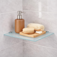 HOOZ Glas Eckregal aus Sicherheitsglas 35 x 35 x 0,6 cm Quadratisch - wei&szlig;