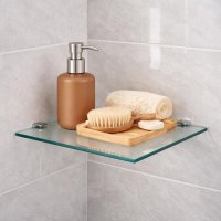 HOOZ Glas Eckregal aus Sicherheitsglas 25 x 25 x 0,6 cm Quadratisch - Klarglas