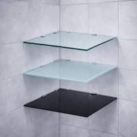 HOOZ Glas Eckregal aus Sicherheitsglas 25 x 25 x 0,6 cm Quadratisch - Klarglas