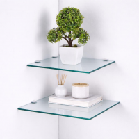 HOOZ Glas Eckregal aus Sicherheitsglas 35 x 35 x 0,6 cm Quadratisch - Klarglas