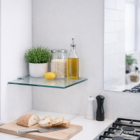 HOOZ Glas Eckregal aus Sicherheitsglas 35 x 35 x 0,6 cm Quadratisch - Klarglas