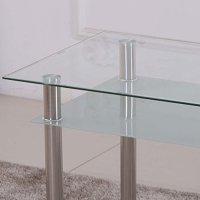HOOZ Esstisch Glas mit 6mm Sicherheitsglas &amp; Facettenschliff - Glastisch als Esszimmertisch/K&uuml;chentisch (90x60x75cm, satiniert)