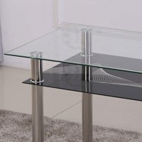 HOOZ Esstisch Glas mit 6mm Sicherheitsglas &amp; Facettenschliff - Glastisch als Esszimmertisch/K&uuml;chentisch (90x60x75cm, schwarz)