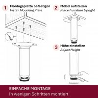4er Set M&ouml;belfu&szlig; schwarz in 5 Gr&ouml;&szlig;en 8 bis 20 cm