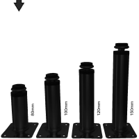 4er Set M&ouml;belfu&szlig; schwarz in 5 Gr&ouml;&szlig;en 8 bis 20 cm