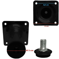 4er Set M&ouml;belfu&szlig; schwarz in 5 Gr&ouml;&szlig;en 8 bis 20 cm