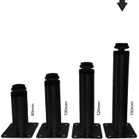 4er Set M&ouml;belfu&szlig; schwarz in 5 Gr&ouml;&szlig;en 8 bis 20 cm