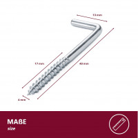 Schraubhaken verzinkt gerade &Oslash;4 x 40 mm - 80 Stk