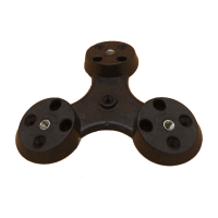 Montageplatte f&uuml;r M&ouml;belf&uuml;&szlig;e schwarz, 15&deg; angewinkelt im Dreieck- aus Kunststoff mit M8 Metallgewinde