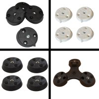 Montageplatte f&uuml;r M&ouml;belf&uuml;&szlig;e schwarz, 15&deg; angewinkelt im Dreieck- aus Kunststoff mit M8 Metallgewinde