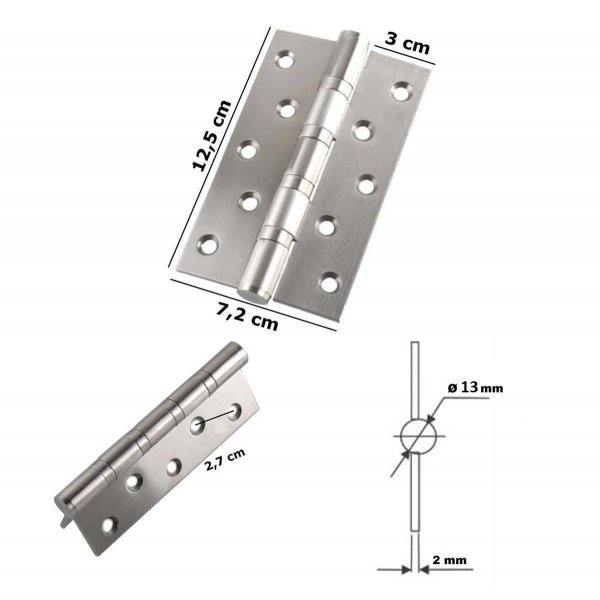 HOOZ 4x Scharniere Klappbar Edelstahl f&uuml;r Innen und Au&szlig;enbereich, Klavierband Scharnier f&uuml;r T&uuml;ren, Fenster und Schrankt&uuml;r, 4 St&uuml;ck (1 Packung) (125x73x2 mm)