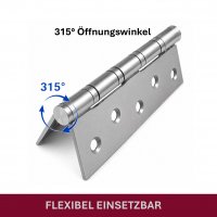 HOOZ&reg; Edelstahl Scharniere 125mm Schwerlast Kugelgelagert 304 Edelstahl T&uuml;rscharnier T&uuml;rband 315&deg;
