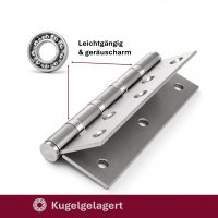 HOOZ&reg; Edelstahl Scharniere 125mm Schwerlast Kugelgelagert 304 Edelstahl T&uuml;rscharnier T&uuml;rband 315&deg;
