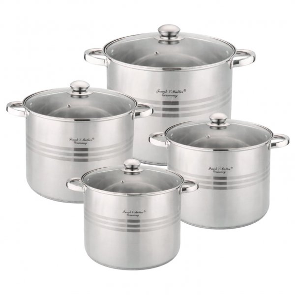 Universaltopf Kochtopf mit Glasdeckel Suppentopf gro&szlig;er Topf Alle Herdarten 4 Gr&ouml;&szlig;en Kapazit&auml;t 4er Set