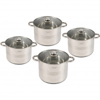 Universaltopf Kochtopf mit Glasdeckel Suppentopf gro&szlig;er Topf Alle Herdarten 4 Gr&ouml;&szlig;en Kapazit&auml;t 4er Set