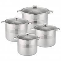 Universaltopf Kochtopf mit Glasdeckel Suppentopf gro&szlig;er Topf Alle Herdarten 4 Gr&ouml;&szlig;en Kapazit&auml;t 4er Set &Oslash; 24 cm