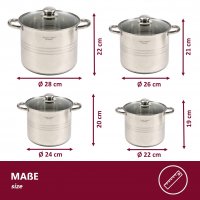 Universaltopf Kochtopf mit Glasdeckel Suppentopf gro&szlig;er Topf Alle Herdarten 4 Gr&ouml;&szlig;en Kapazit&auml;t 4er Set &Oslash; 28cm