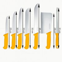 Fleischermesser Set 7-teilig aus Edelstahl mit Hackbeil...