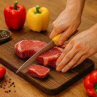 Fleischermesser Set 7-teilig aus Edelstahl mit Hackbeil &amp; Wetzstahl | Profi K&uuml;chenmesser Set mit Fleischmesser, Stechmesser &amp; Ausbeinmesser f&uuml;r Fleisch, Fisch &amp; Gefl&uuml;gel