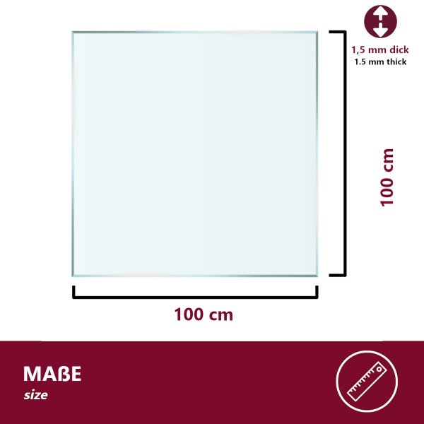 HOOZ Tischfolie 100x100 cm transparent 1,5 mm stark, durchsichtige Tischdecke Schutz und Eleganz f&uuml;r Ihren Tisch, Wasserfest und Abwischbar PVC Tischschutz, quadratisch
