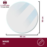 HOOZ Tischfolie &Oslash;90 cm transparent 1,5 mm stark, durchsichtige Tischdecke Schutz und Eleganz f&uuml;r Ihren Tisch, Wasserfest und Abwischbar PVC Tischschutz, rund