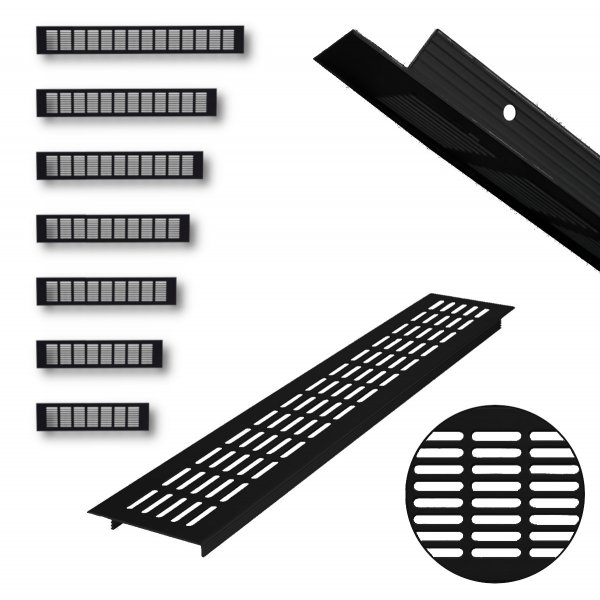 2x Aluminium Lüftungsgitter schwarz verschiedene Größen für ideale Be