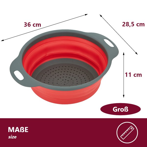 3x faltbares Seiher Sieb, Nudelsieb Silikon Klappbar, Sp&uuml;lmaschinenfestes K&uuml;chensieb, Umweltfreundlich Sieb K&uuml;che Perfekte zum Abtropfen von Nudeln, Gem&uuml;se, Obst (Rund)