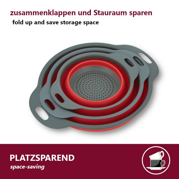XIAOAOAO 2 Stück Sieb-Set, Faltbares Silikon-Sieb, Faltbar, Filter
