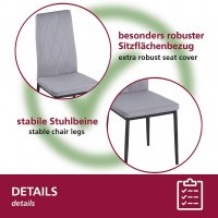 HOOZ Esstisch mit 4 St&uuml;hlen, Rechteckig Esszimmergruppe Esszimmertisch mit St&uuml;hlen, 5-teiliges Tisch und St&uuml;hle Set f&uuml;r Esszimmer K&uuml;che und Wohnzimmer, Schwarz Esstisch und graue oder schwarze St&uuml;hle