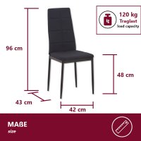 HOOZ Esstisch mit 4 St&uuml;hlen, Rechteckig Esszimmergruppe Esszimmertisch mit St&uuml;hlen, 5-teiliges Tisch und St&uuml;hle Set f&uuml;r Esszimmer K&uuml;che und Wohnzimmer, Schwarz Esstisch und graue oder schwarze St&uuml;hle