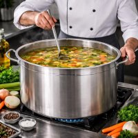 HOOZ Gastronomie Kochtopf Suppentopf - 30 bis 100 Liter Edelstahl Kocht&ouml;pfe - ideal geeignet f&uuml;r alle Herdarten &amp; gro&szlig;e K&uuml;chen - Gastro Topfset (25 L)